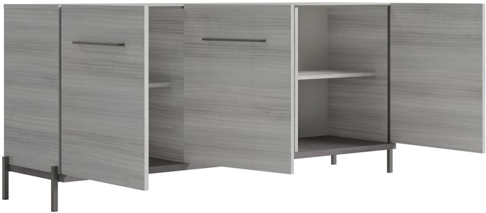 Product photograph of Status Mia Day Silver Grey Buffet Large Sideboard 185cm With 3 Door from Choice Furniture Superstore.